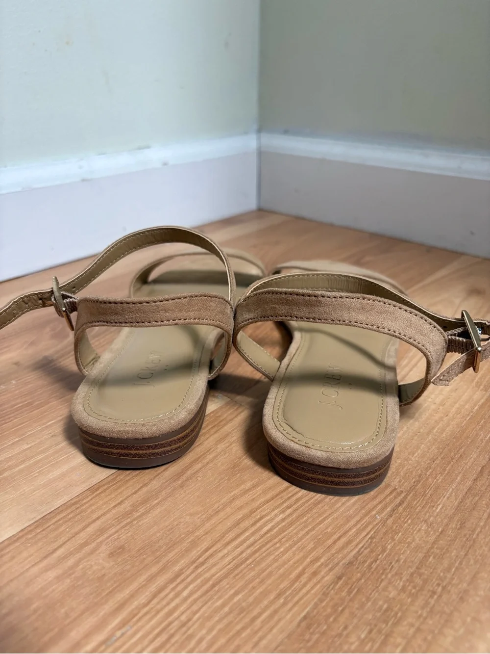 J. Crew Beige Suede Ankle-Strap Sandals
